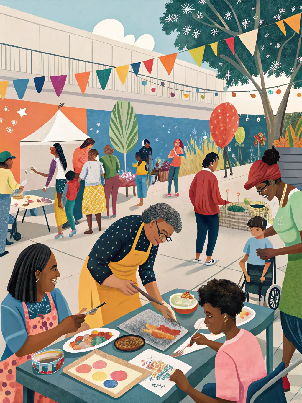 A diverse group of people participating in a CALISASSOS-organized community event focused on promoting an active lifestyle and social interaction.